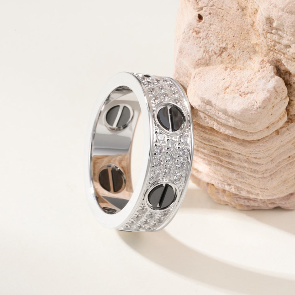 [Noble Aura jewelry]LOVE RING 5.5MM DIAMONDS PAVED CERAMIC