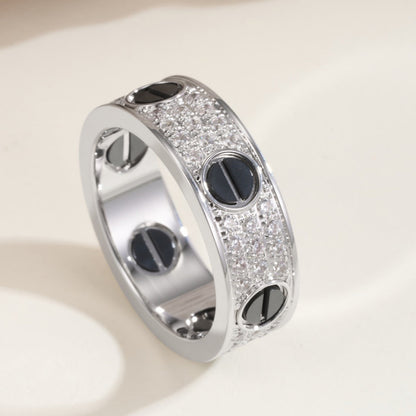 [Noble Aura jewelry]LOVE RING 5.5MM DIAMONDS PAVED CERAMIC