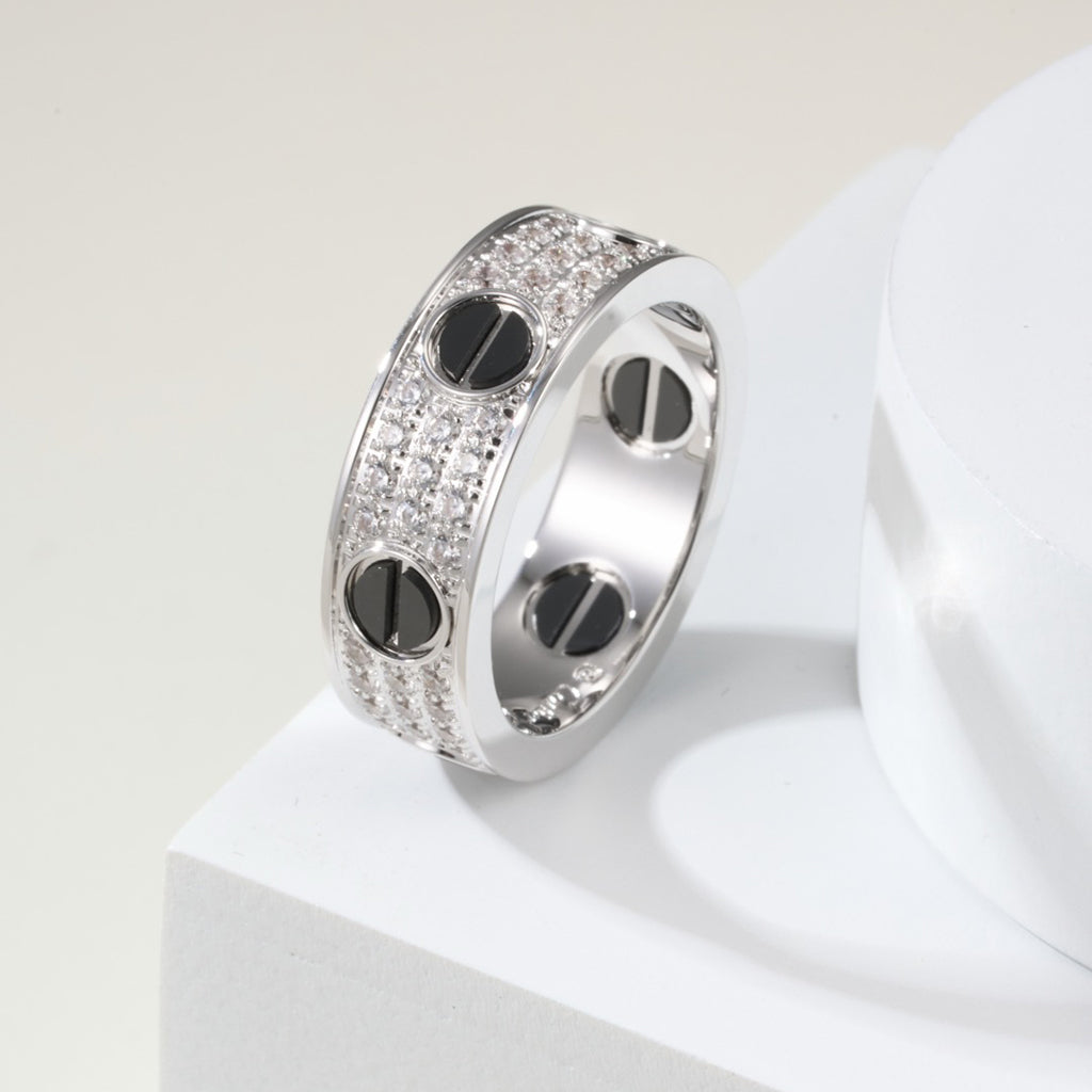[Noble Aura jewelry]LOVE RING 5.5MM DIAMONDS PAVED CERAMIC