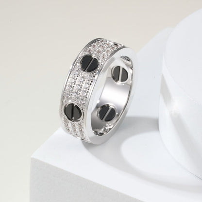 [Noble Aura jewelry]LOVE RING 5.5MM DIAMONDS PAVED CERAMIC
