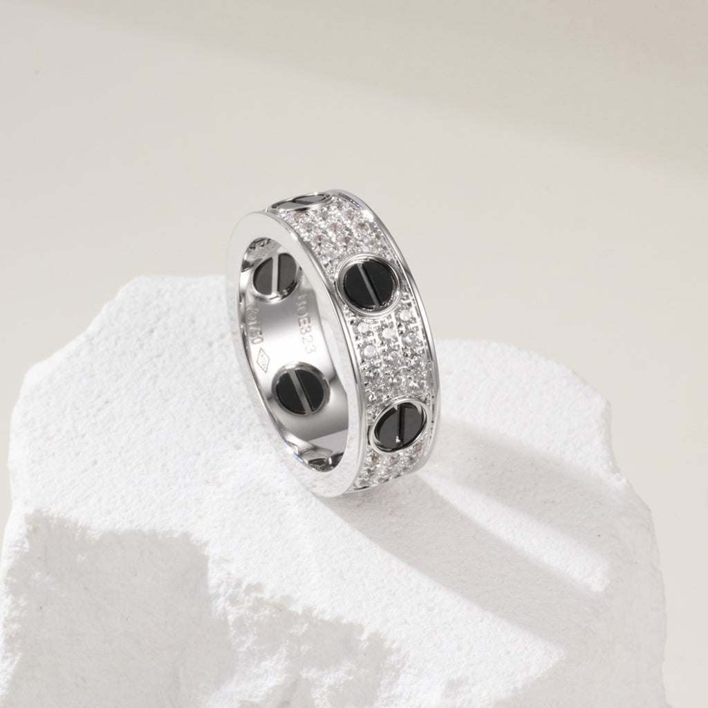 [Noble Aura jewelry]LOVE RING 5.5MM DIAMONDS PAVED CERAMIC
