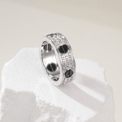 [Noble Aura jewelry]LOVE RING 5.5MM DIAMONDS PAVED CERAMIC