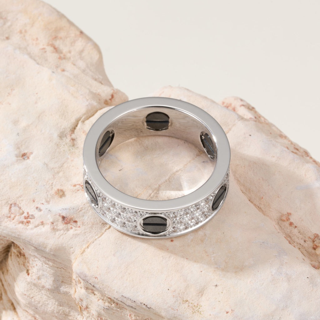 [Noble Aura jewelry]LOVE RING 5.5MM DIAMONDS PAVED CERAMIC