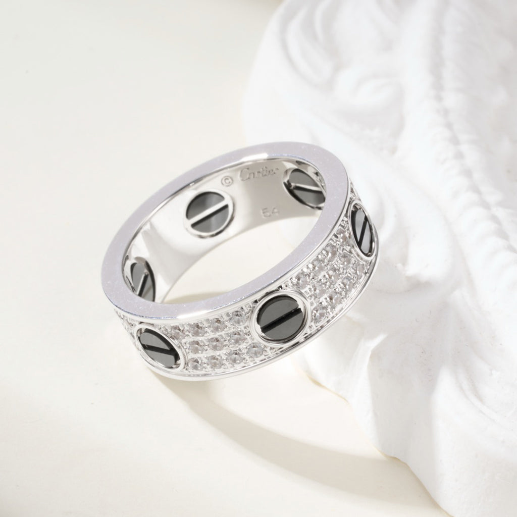 [Noble Aura jewelry]LOVE RING 5.5MM DIAMONDS PAVED CERAMIC
