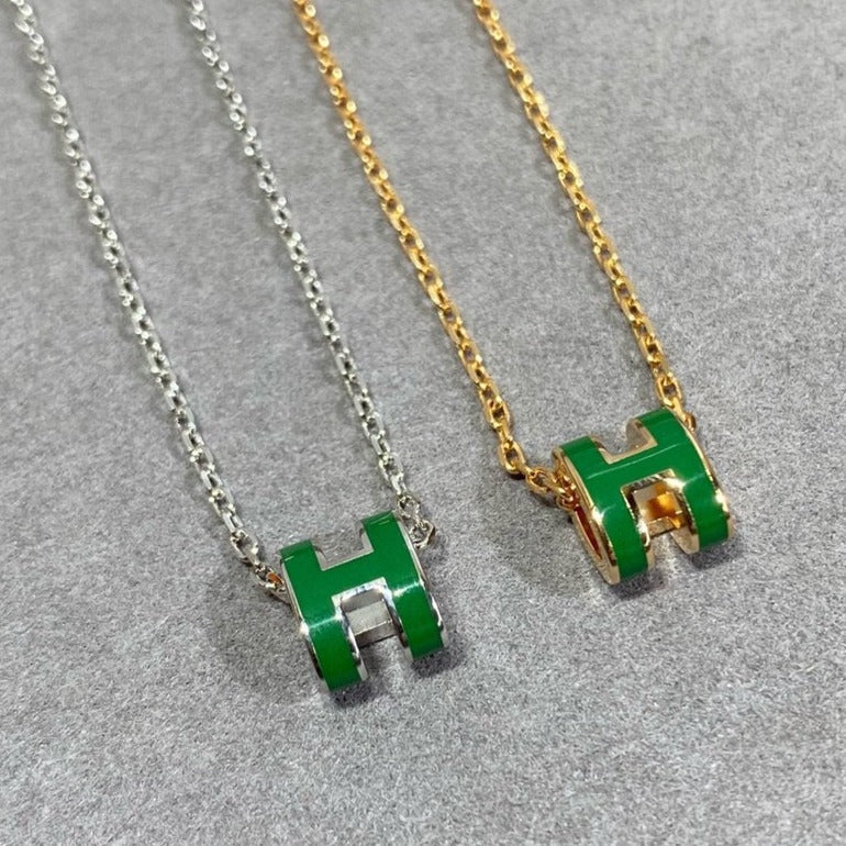 [Noble Aura jewelry]POP H GREEN NECKLACE SILVER AND GOLD