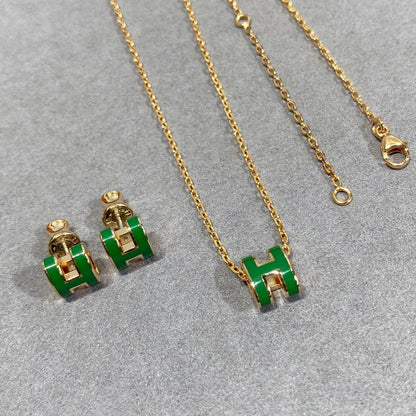 [Noble Aura jewelry]POP H GREEN NECKLACE SILVER AND GOLD