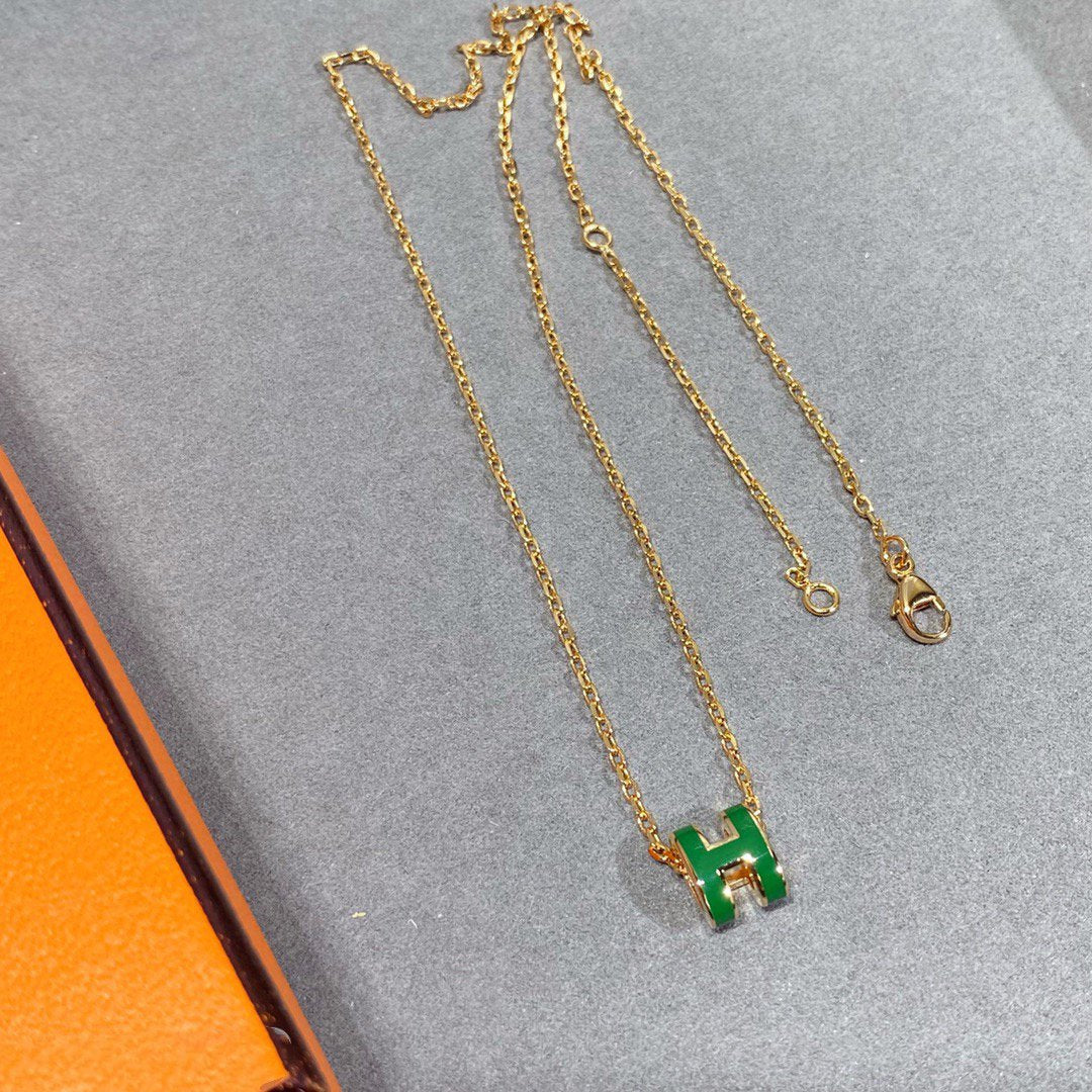 [Noble Aura jewelry]POP H GREEN NECKLACE SILVER AND GOLD