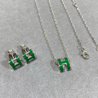 [Noble Aura jewelry]POP H GREEN NECKLACE SILVER AND GOLD