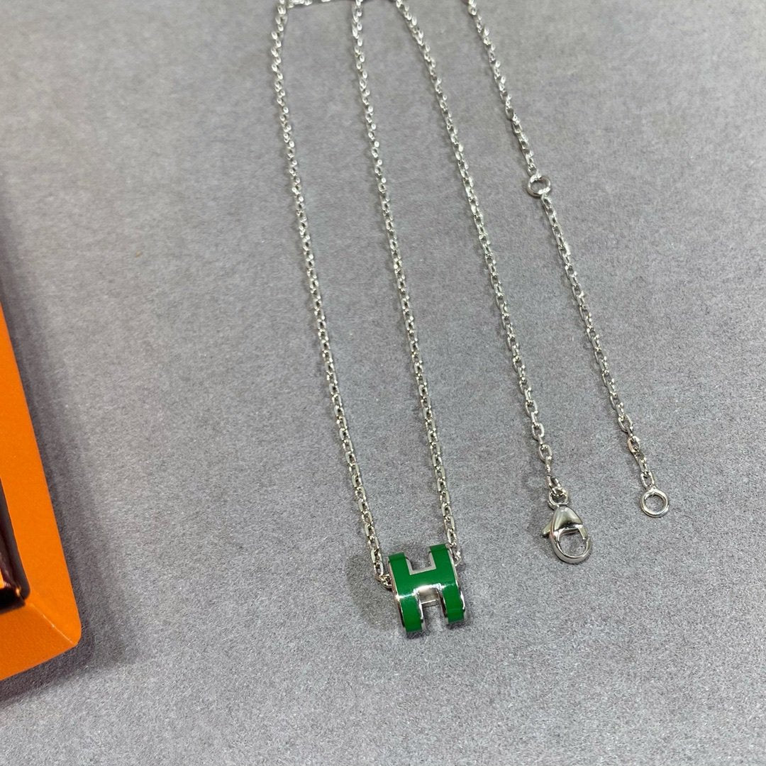 [Noble Aura jewelry]POP H GREEN NECKLACE SILVER AND GOLD