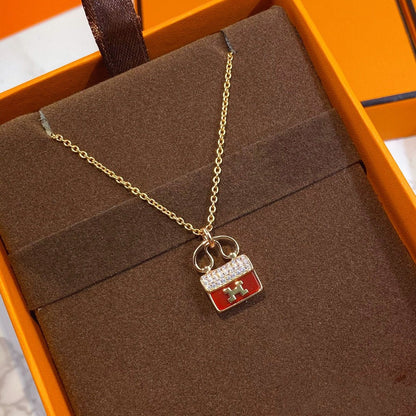 [Noble Aura jewelry]CONSTANCE RED PEDANT PINK GOLD NECKLACE