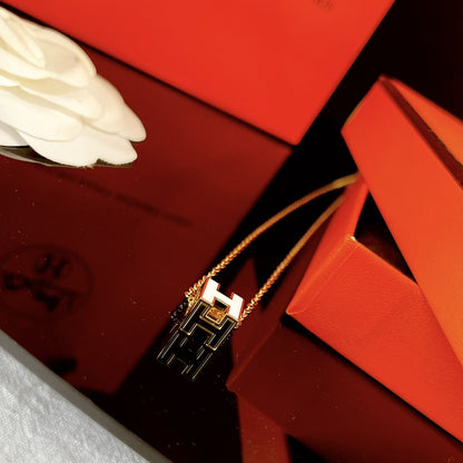 [Noble Aura jewelry]H WHITE SQUARE GOLD NECKLACE