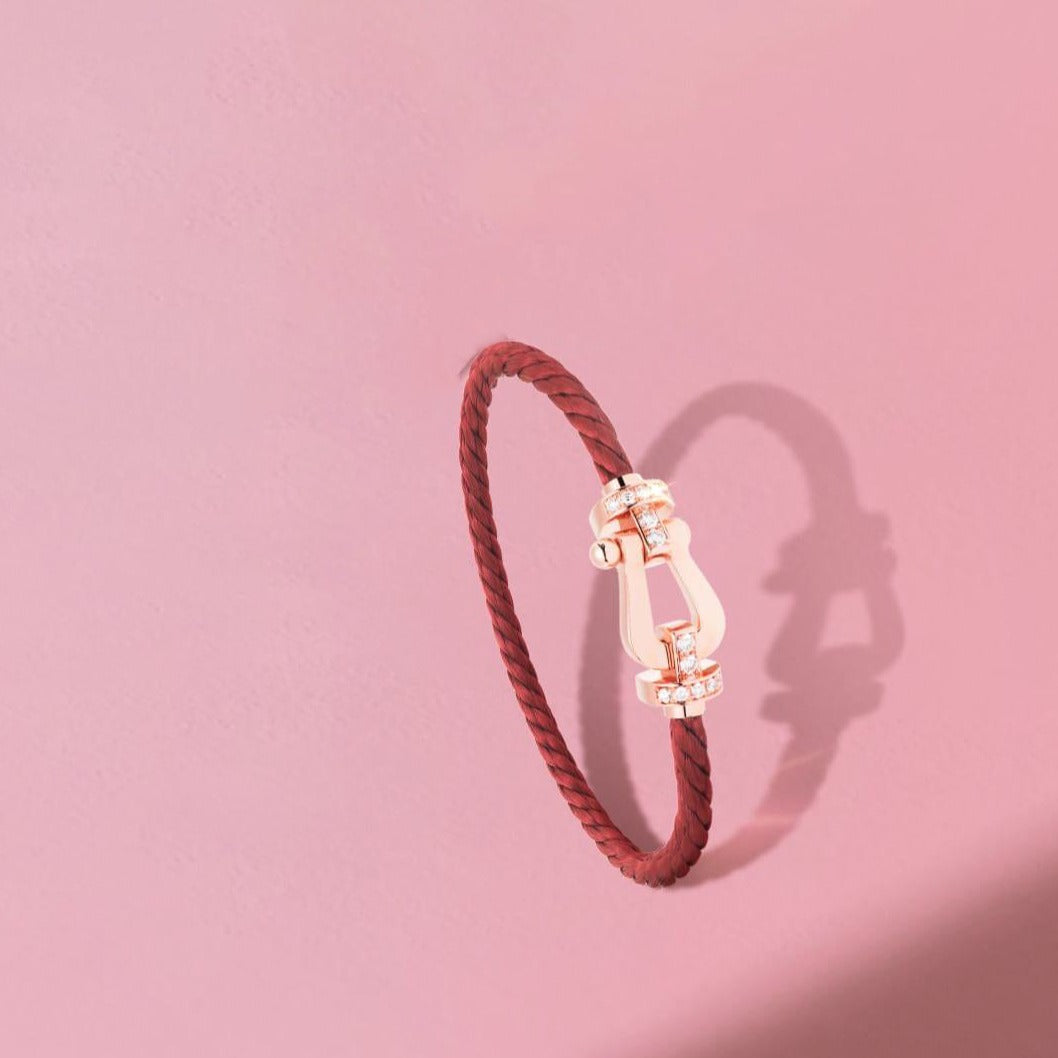 [Noble Aura jewelry]FORCE 10 HALF DIAMOND PINK GOLD RED CORDERI LARGE AND MEDIUM MODEL