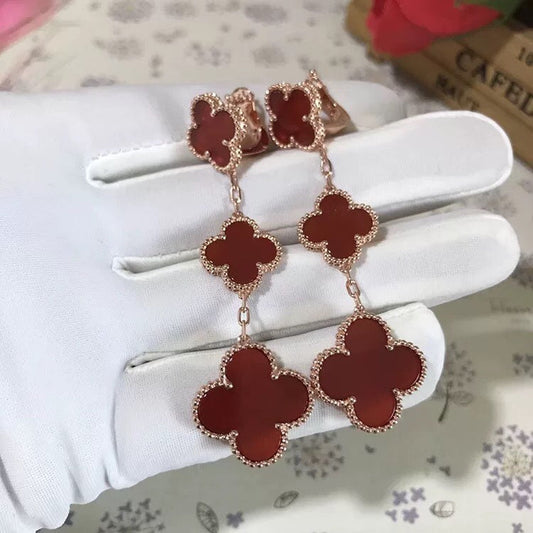 [Noble Aura jewelry]CLOVER 3 MOTIF CARNELIAN DROP EARRINGS