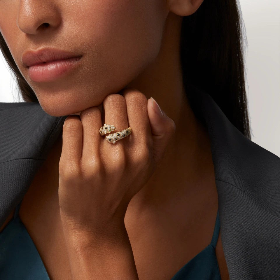 [Noble Aura jewelry]PANTHERE DOUBLE HEADED FULL DIAMOND  RING
