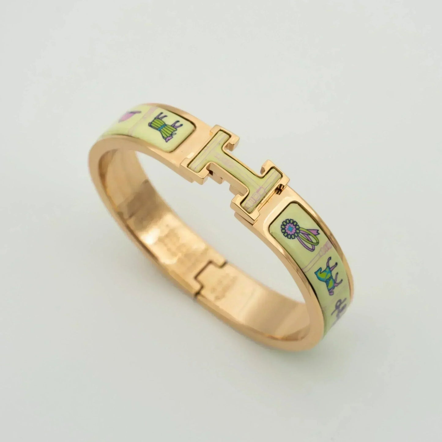 [Noble Aura jewelry]H PINK GOLD BRACELET CREAM CERAMIC