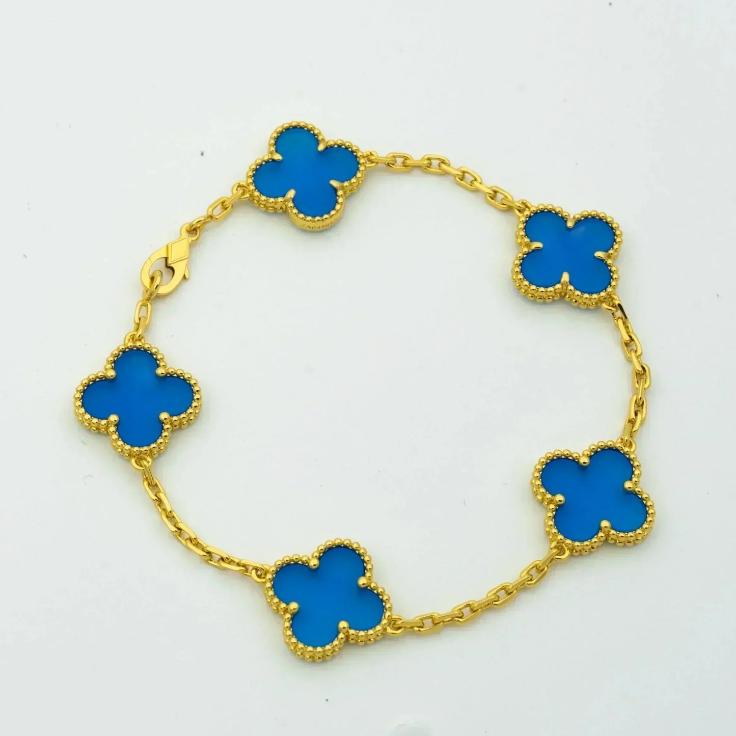 [Noble Aura jewelry]CLOVER 5 MOTIFS BLUE AGATE BRACELET