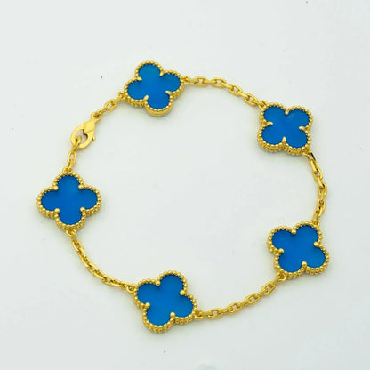[Noble Aura jewelry]CLOVER 5 MOTIFS BLUE AGATE BRACELET