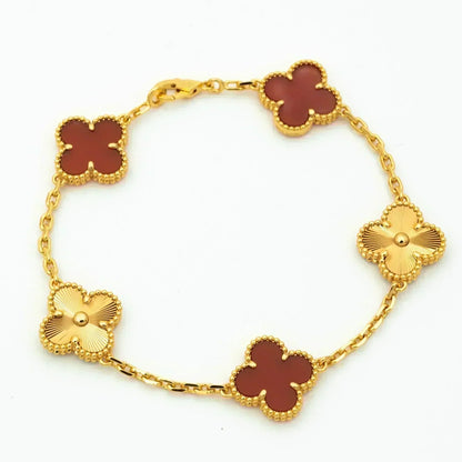 [Noble Aura jewelry]CLOVER  5 MOTIFS CARNELIAN GOLD BRACELET