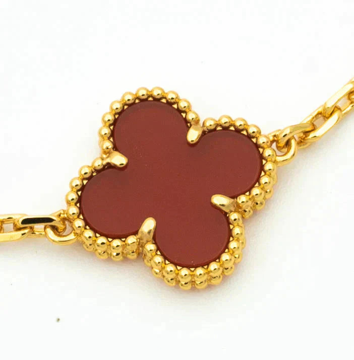 [Noble Aura jewelry]CLOVER 5 MOTIFS CARNELIAN DIAMOND BRACELET