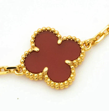 [Noble Aura jewelry]CLOVER 5 MOTIFS CARNELIAN DIAMOND BRACELET