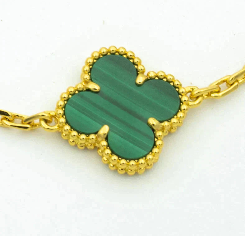 [Noble Aura jewelry] CLOVER 5 MOTIF MALACHITE BRACELET COLLECTION