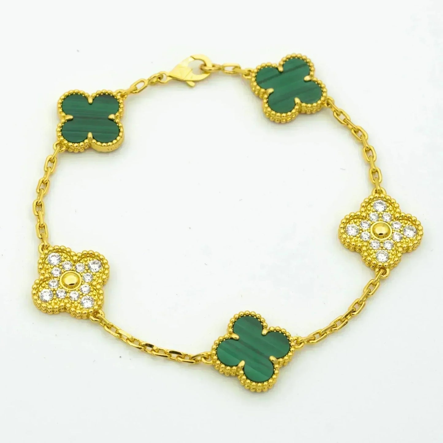 [Noble Aura jewelry] CLOVER 5 MOTIF MALACHITE BRACELET COLLECTION