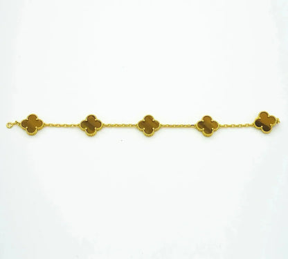[Noble Aura jewelry] CLOVER 5 MOTIFS TIGER EYE BRACELET COLLECTION