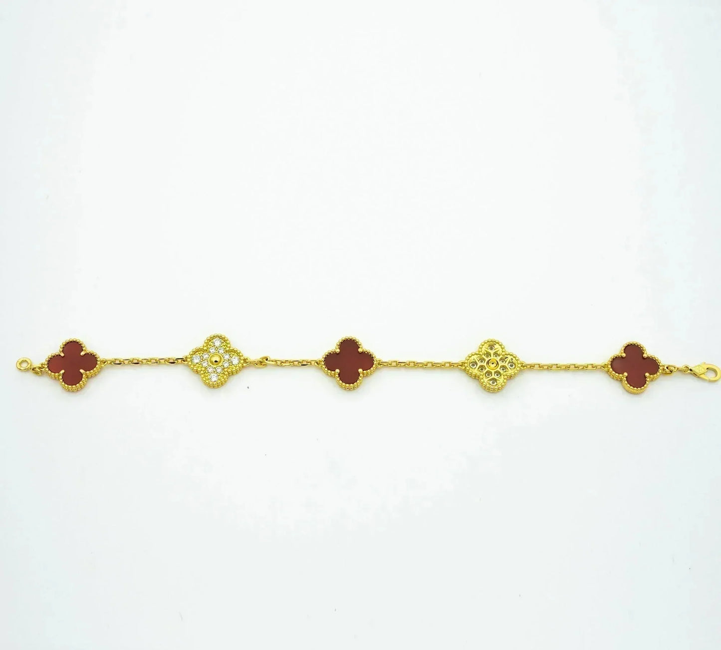 [Noble Aura jewelry]CLOVER 5 MOTIFS CARNELIAN DIAMOND BRACELET