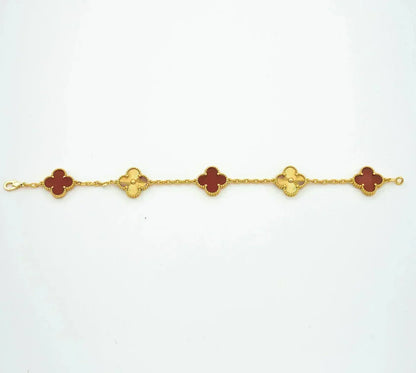 [Noble Aura jewelry] CLOVER 5 MOTIF RED CORNELIAN BRACELET COLLECTION