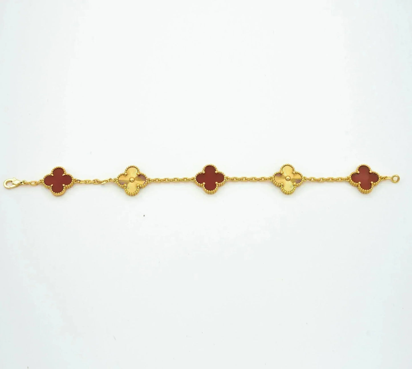 [Noble Aura jewelry]CLOVER  5 MOTIFS CARNELIAN GOLD BRACELET