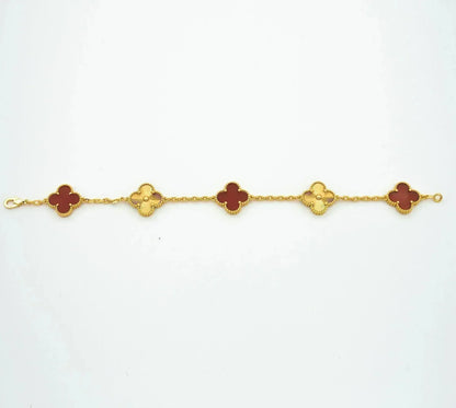 [Noble Aura jewelry]CLOVER  5 MOTIFS CARNELIAN GOLD BRACELET