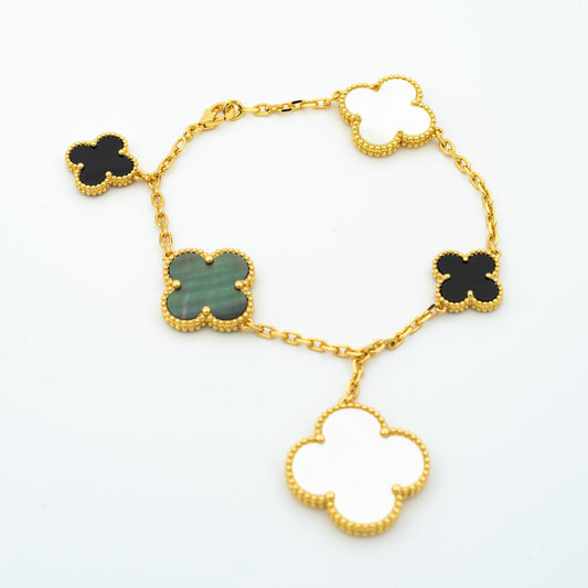 [Noble Aura jewelry]CLOVER BRACELET 5 MOTIFS ONYX MOP