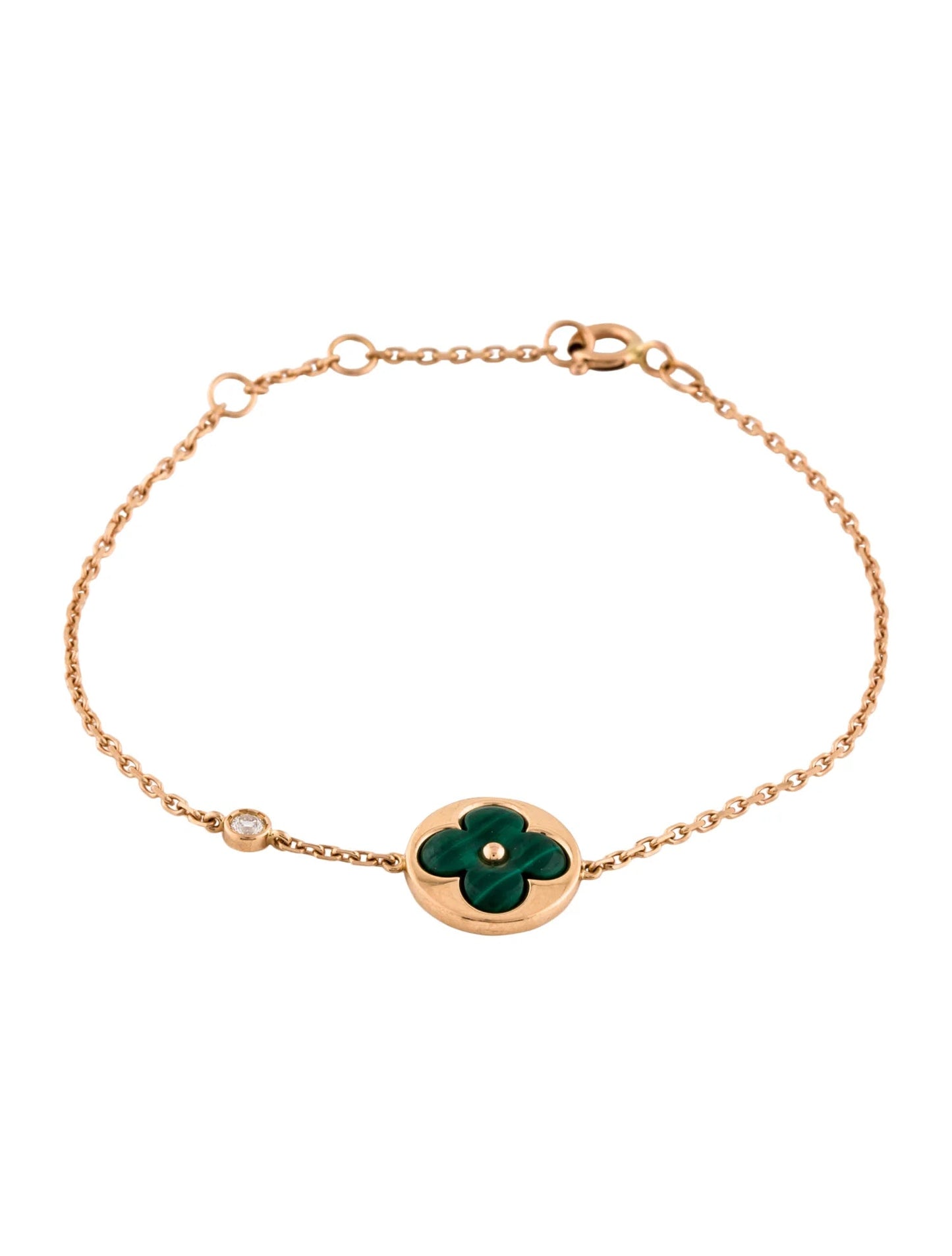 [Noble Aura jewelry]SUN MALACHITE 1 DIAMOND PINK GOLD BRACELET