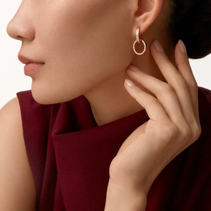 [Noble Aura jewelry]LOVE 3.3MM DANGLE HALF DIAMOND EARRINGS