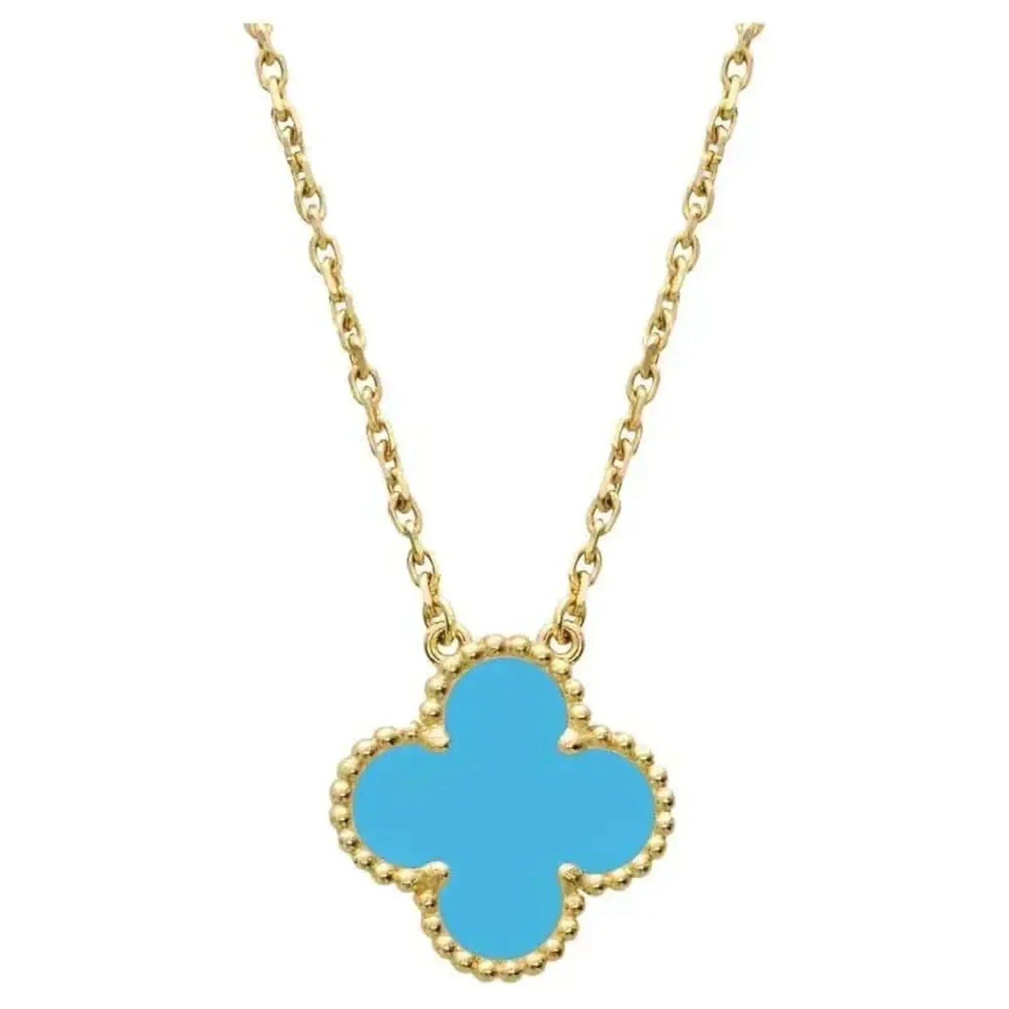 [Noble Aura jewelry]CLOVER 15MM VINTAGE TURQUOISE NECKLACE