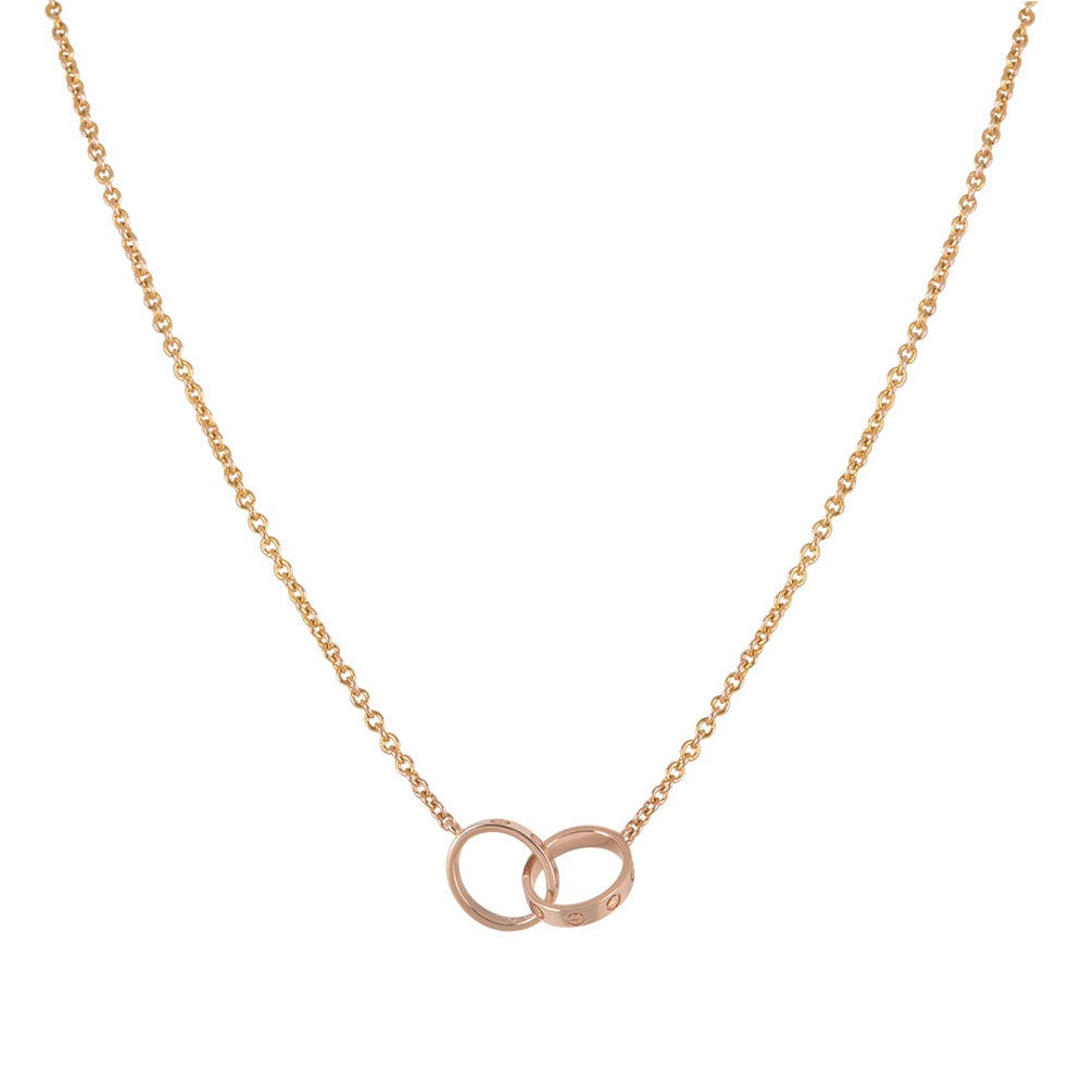 [Noble Aura jewelry]LOVE NECKLACE DOUBLE RING PINK GOLD