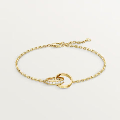 [Noble Aura jewelry]LOVE DOUBLE RING HALF DIAMOND BRACELET