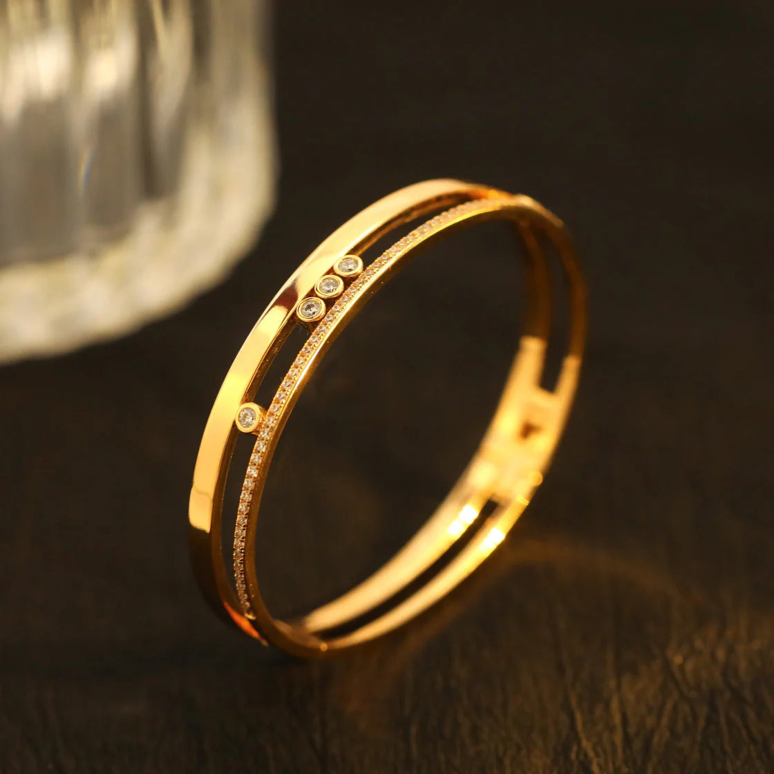 [Noble Aura jewelry]Move Romane Diamond Bangle Bracelet
