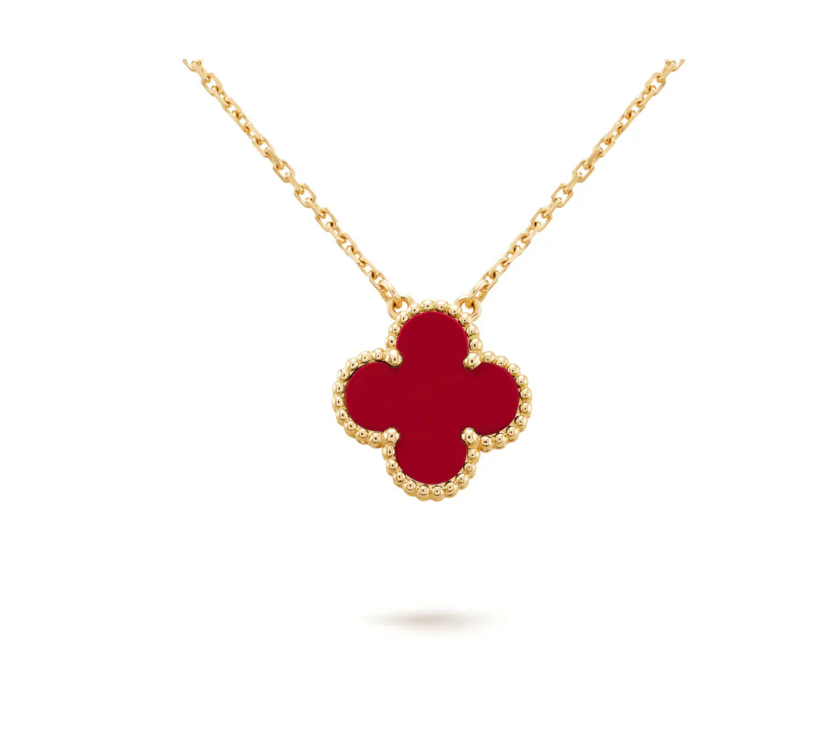 [Noble Aura jewelry]CLOVER 15MM CARNELIAN SINGLE FLOWER NECKLACE