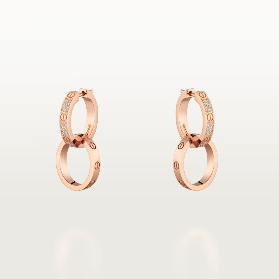 [Noble Aura jewelry]LOVE 3.3MM DANGLE HALF DIAMOND EARRINGS