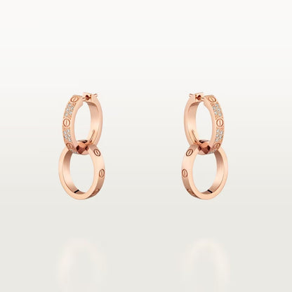 [Noble Aura jewelry]LOVE 3.3MM DANGLE HALF DIAMOND EARRINGS