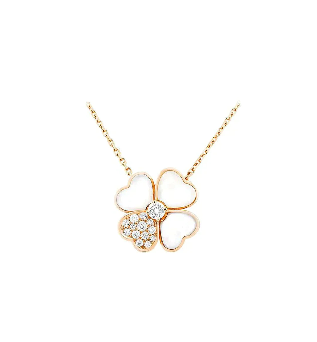 [Noble Aura jewelry]CLOVER MOP DIAMOND ROSE GOLD NECKLACE