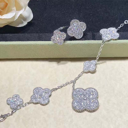 [Noble Aura jewelry]CLOVER 6 MOTIFS SILVER DIAMOND BRACELET