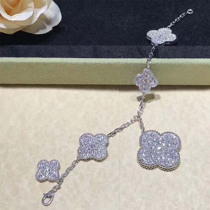 [Noble Aura jewelry]CLOVER 6 MOTIFS SILVER DIAMOND BRACELET
