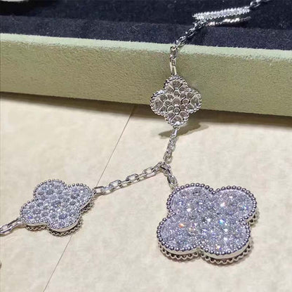 [Noble Aura jewelry]CLOVER 6 MOTIFS SILVER DIAMOND BRACELET