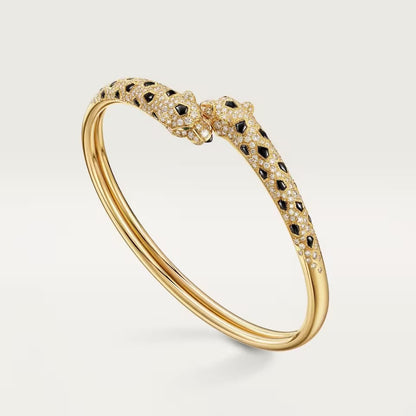 [Noble Aura jewelry]PANTHERE DOUBLE HEADED HALF DIAMOND OPEN BRACELET