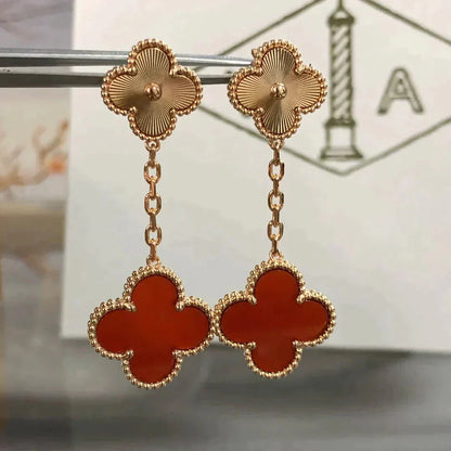 [Noble Aura jewelry]CLOVER 2 MOTIF  LASER CARNELIAN EARRINGS