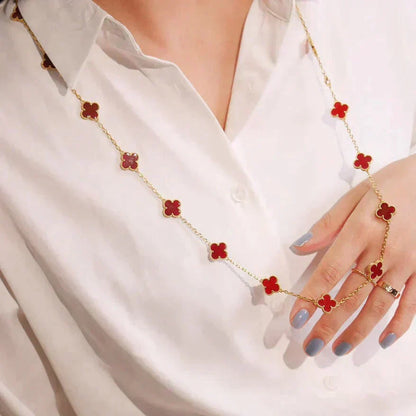 [Noble Aura jewelry]CLOVER 20 MOTIFS CARNELIAN NECKLACE