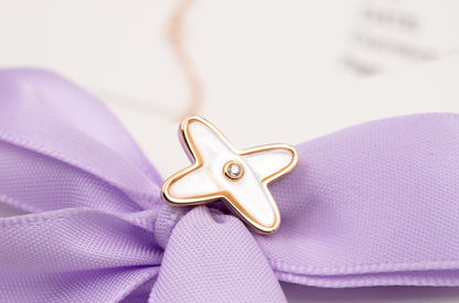 [Noble Aura jewelry]JEUX DE WHITE MOP PINK GOLD DIAMOND EARRINGS