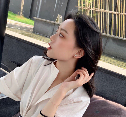 [Noble Aura jewelry]JEUX DE WHITE MOP PINK GOLD DIAMOND EARRINGS